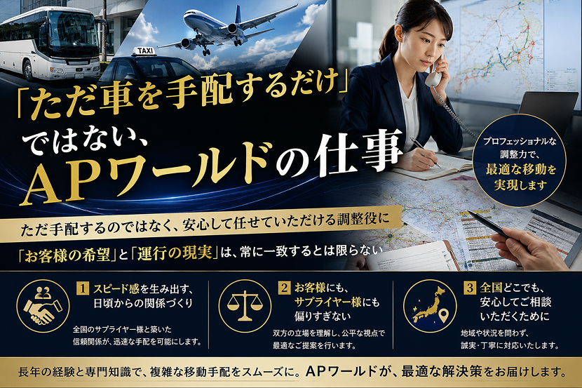 「ただ車を手配するだけ」ではない、APワールドの仕事