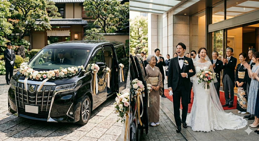結婚式・ウェディングの送迎手配｜新郎新婦のハイヤーとゲスト用貸切バスを一括サポート